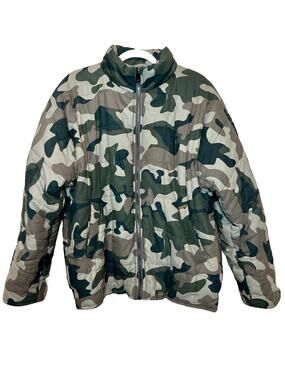 Detre‎ Women's Camo Bomber Puffer Jacket Lined Full Zip Gorpcore Size Medium